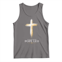 I Stand With Pope Leo Brushstroke Cross Tank Top Religious Christian Witness