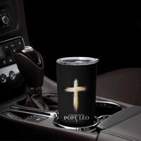 I Stand With Pope Leo Brushstroke Cross Tumbler Cup Religious Christian Witness