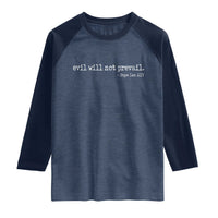 Evil Will Not Prevail Pope Leo XIV Religious Quote Raglan Shirt Hopeful Christian Faith Graphic