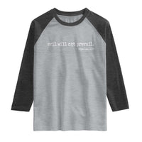 Evil Will Not Prevail Pope Leo XIV Religious Quote Raglan Shirt Hopeful Christian Faith Graphic