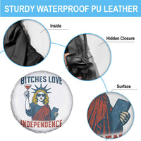 Funny 4th of July Statue of Liberty Cocktail Spare Tire Cover Retro Bitches Love Independence