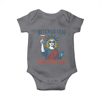 Funny 4th of July Statue of Liberty Cocktail Baby Onesie Retro Bitches Love Independence