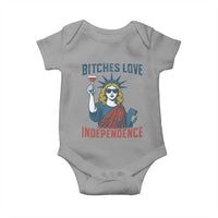 Funny 4th of July Statue of Liberty Cocktail Baby Onesie Retro Bitches Love Independence