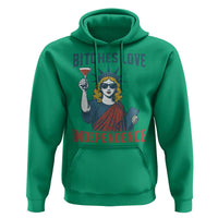 Funny 4th of July Statue of Liberty Cocktail Hoodie Retro Bitches Love Independence