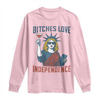 Funny 4th of July Statue of Liberty Cocktail Long Sleeve Shirt Retro Bitches Love Independence