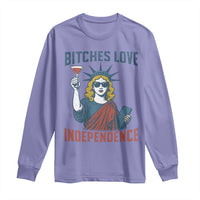 Funny 4th of July Statue of Liberty Cocktail Long Sleeve Shirt Retro Bitches Love Independence