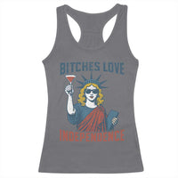 Funny 4th of July Statue of Liberty Cocktail Racerback Tank Top Retro Bitches Love Independence