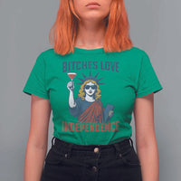 Funny 4th of July Statue of Liberty Cocktail T Shirt For Women Retro Bitches Love Independence