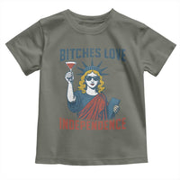 Funny 4th of July Statue of Liberty Cocktail Toddler T Shirt Retro Bitches Love Independence