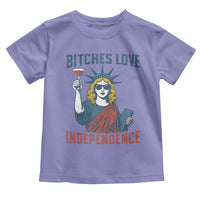 Funny 4th of July Statue of Liberty Cocktail Toddler T Shirt Retro Bitches Love Independence