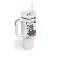 Funny 4th of July Statue of Liberty Cocktail Tumbler With Handle Retro Bitches Love Independence