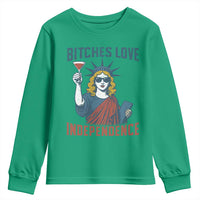 Funny 4th of July Statue of Liberty Cocktail Youth Sweatshirt Retro Bitches Love Independence