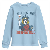 Funny 4th of July Statue of Liberty Cocktail Youth Sweatshirt Retro Bitches Love Independence