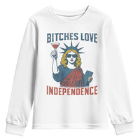 Funny 4th of July Statue of Liberty Cocktail Youth Sweatshirt Retro Bitches Love Independence