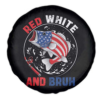 Red White And Bruh Fishing Spare Tire Cover Funny Patriotic Bass 4th Of July American Flag