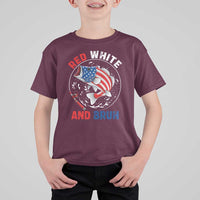 Red White And Bruh Fishing T Shirt For Kid Funny Patriotic Bass 4th Of July American Flag