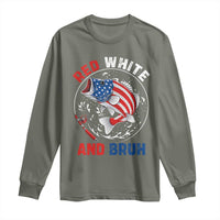 Red White And Bruh Fishing Long Sleeve Shirt Funny Patriotic Bass 4th Of July American Flag