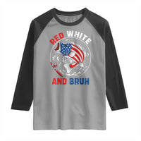 Red White And Bruh Fishing Raglan Shirt Funny Patriotic Bass 4th Of July American Flag