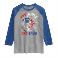 Red White And Bruh Fishing Raglan Shirt Funny Patriotic Bass 4th Of July American Flag