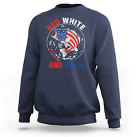 Red White And Bruh Fishing Sweatshirt Funny Patriotic Bass 4th Of July American Flag