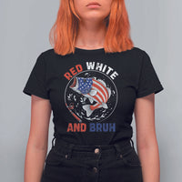 Red White And Bruh Fishing T Shirt For Women Funny Patriotic Bass 4th Of July American Flag