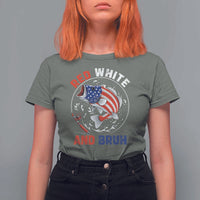 Red White And Bruh Fishing T Shirt For Women Funny Patriotic Bass 4th Of July American Flag