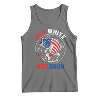 Red White And Bruh Fishing Tank Top Funny Patriotic Bass 4th Of July American Flag