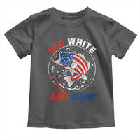 Red White And Bruh Fishing Toddler T Shirt Funny Patriotic Bass 4th Of July American Flag