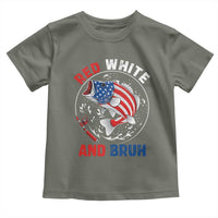 Red White And Bruh Fishing Toddler T Shirt Funny Patriotic Bass 4th Of July American Flag