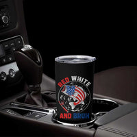 Red White And Bruh Fishing Tumbler Cup Funny Patriotic Bass 4th Of July American Flag