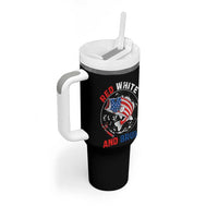 Red White And Bruh Fishing Tumbler With Handle Funny Patriotic Bass 4th Of July American Flag