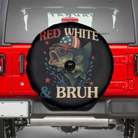Retro Red White And Bruh Fishing Spare Tire Cover Funny Patriotic Bass 4th Of July
