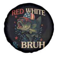 Retro Red White And Bruh Fishing Spare Tire Cover Funny Patriotic Bass 4th Of July