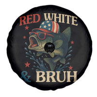Retro Red White And Bruh Fishing Spare Tire Cover Funny Patriotic Bass 4th Of July