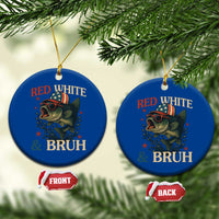 Retro Red White And Bruh Fishing Ceramic Ornament Funny Patriotic Bass 4th Of July - Wonder Print Shop