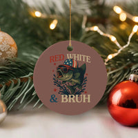 Retro Red White And Bruh Fishing Ceramic Ornament Funny Patriotic Bass 4th Of July - Wonder Print Shop