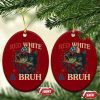 Retro Red White And Bruh Fishing Ceramic Ornament Funny Patriotic Bass 4th Of July - Wonder Print Shop