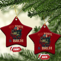Retro Red White And Bruh Fishing Ceramic Ornament Funny Patriotic Bass 4th Of July - Wonder Print Shop
