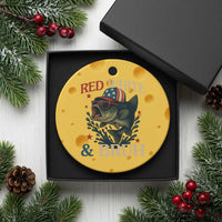 Retro Red White And Bruh Fishing Ceramic Ornament Funny Patriotic Bass 4th Of July - Wonder Print Shop