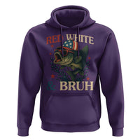 Retro Red White And Bruh Fishing Hoodie Funny Patriotic Bass 4th Of July