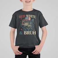 Retro Red White And Bruh Fishing T Shirt For Kid Funny Patriotic Bass 4th Of July
