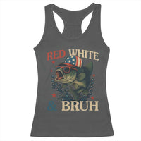 Retro Red White And Bruh Fishing Racerback Tank Top Funny Patriotic Bass 4th Of July