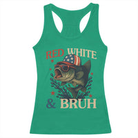 Retro Red White And Bruh Fishing Racerback Tank Top Funny Patriotic Bass 4th Of July