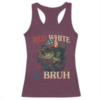 Retro Red White And Bruh Fishing Racerback Tank Top Funny Patriotic Bass 4th Of July