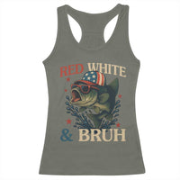 Retro Red White And Bruh Fishing Racerback Tank Top Funny Patriotic Bass 4th Of July