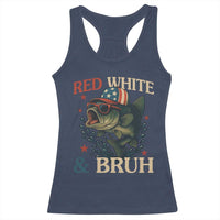 Retro Red White And Bruh Fishing Racerback Tank Top Funny Patriotic Bass 4th Of July
