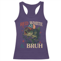 Retro Red White And Bruh Fishing Racerback Tank Top Funny Patriotic Bass 4th Of July