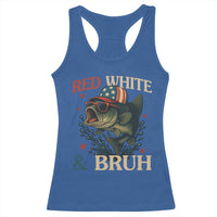 Retro Red White And Bruh Fishing Racerback Tank Top Funny Patriotic Bass 4th Of July