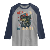 Retro Red White And Bruh Fishing Raglan Shirt Funny Patriotic Bass 4th Of July