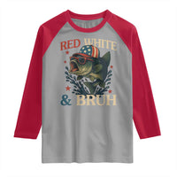 Retro Red White And Bruh Fishing Raglan Shirt Funny Patriotic Bass 4th Of July